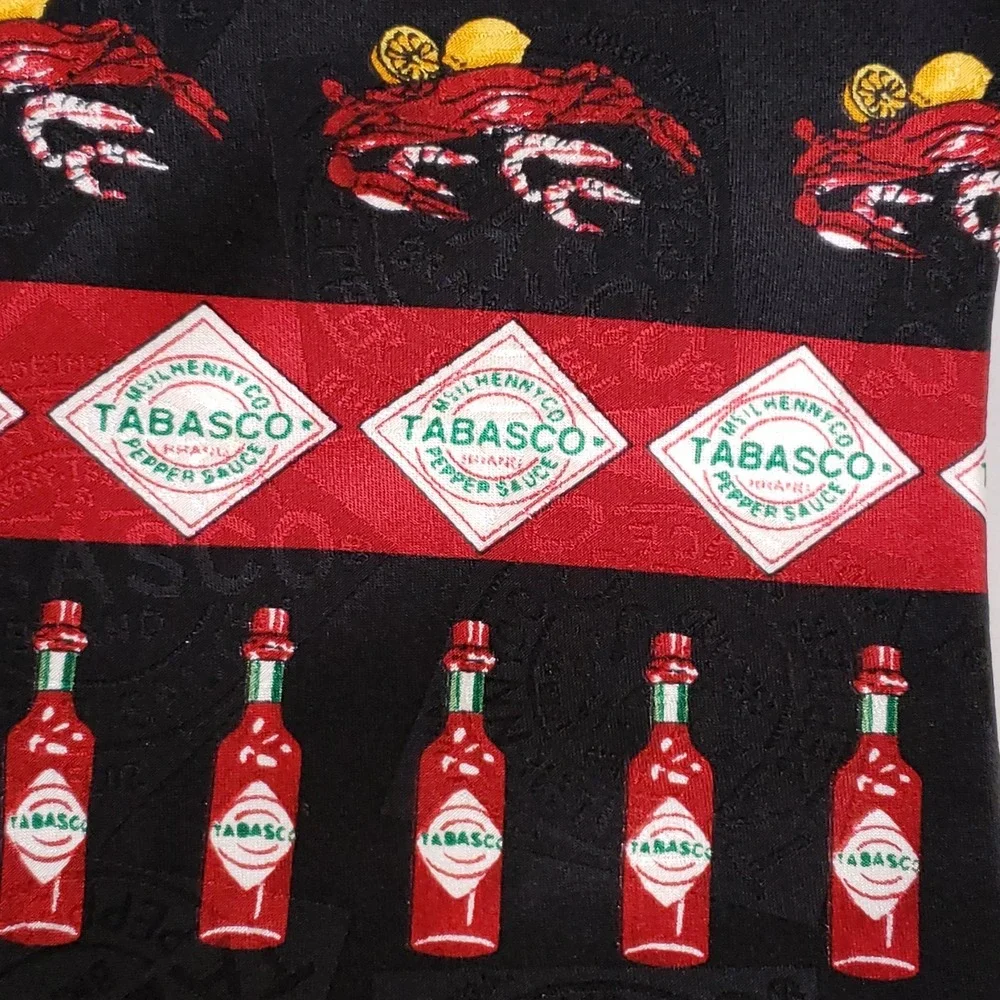 Tabasco Tie Novelty Food‎ Print Necktie Red Black Lobster Crab Pepper Menswear